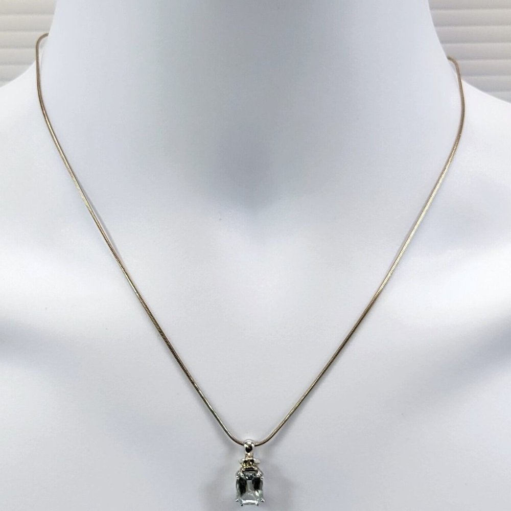 *B) Aquamarine Blue Pendant 3 Cubic Zirconia Stones with 18" Snake Chain